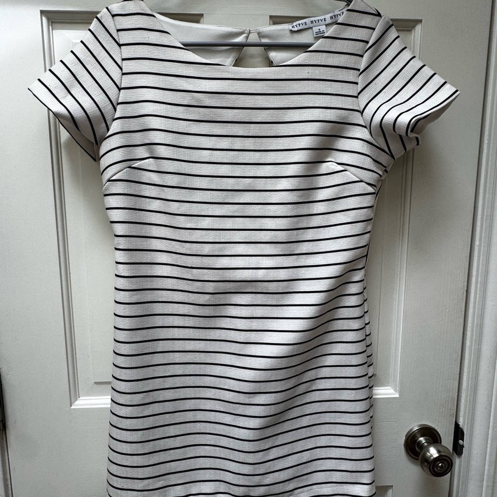 HYFVE Black & White Striped Sheath Dress
